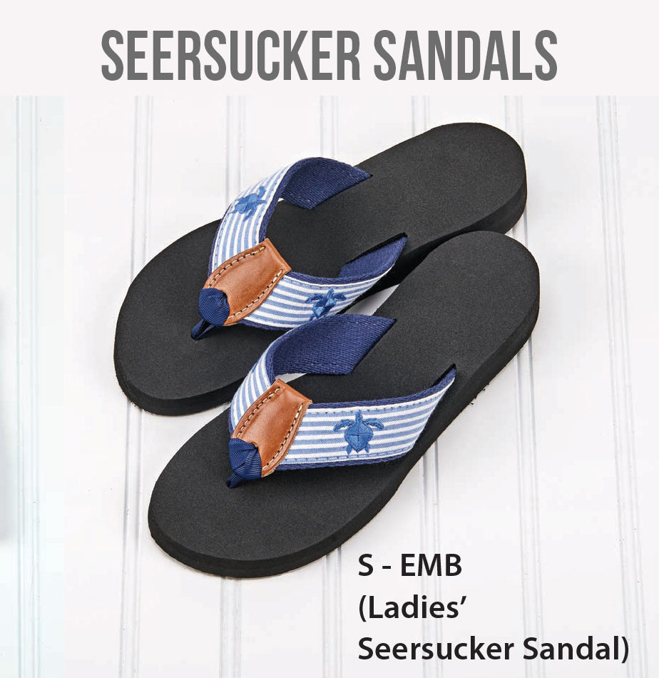 Embroidered Seersucker Sandals