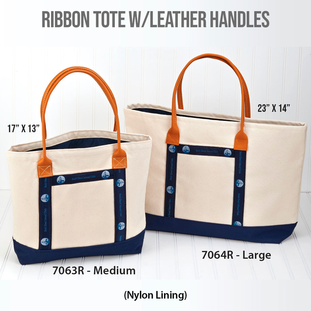 Ribbon Tote With Leather Handles