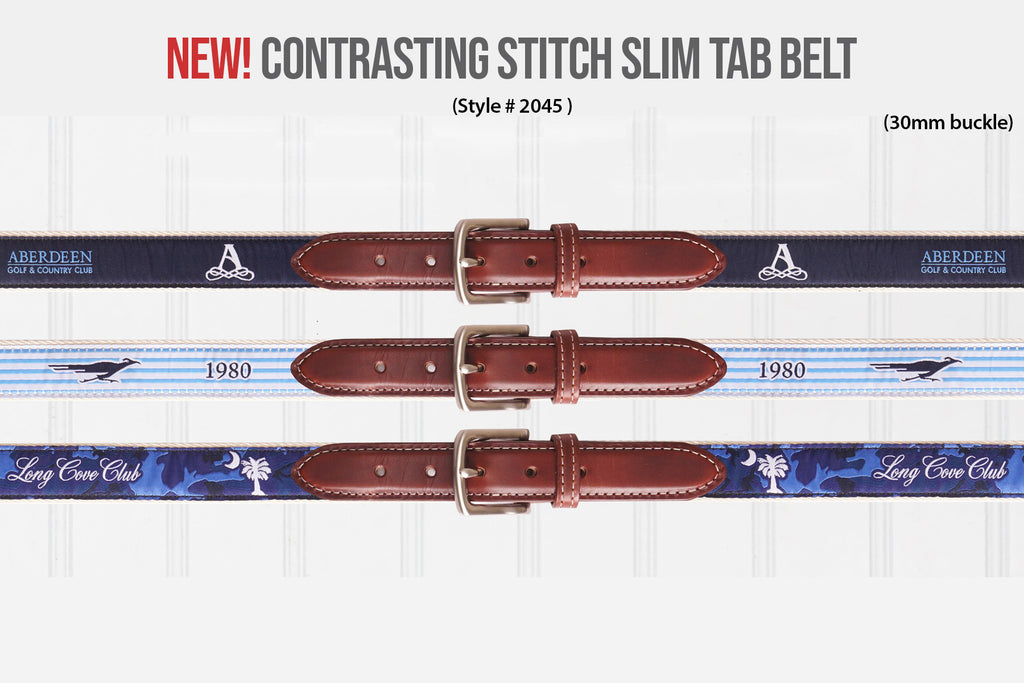 Contrasting Stitch Slim Tab Belt (2045)