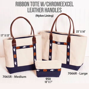 Ribbon Tote With Leather Handles