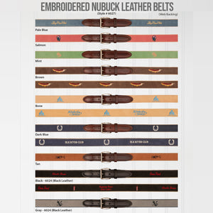 Embroidered Nubuck Leather Belts