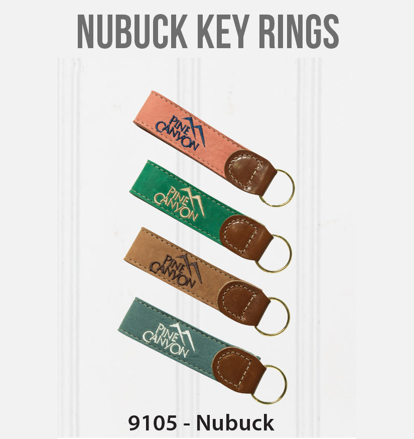 Embroidered Nubuck Key Rings