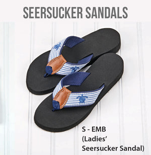 Embroidered Seersucker Sandals