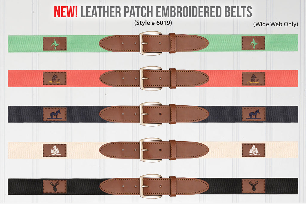 Leather Patch Embroidered Belts